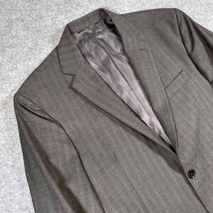 Yves Saint Laurent Blazer Mens 42R Brown Gray Wool Glen Plaid Made Italy Jacket